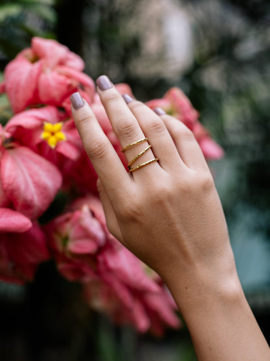 Hammered Trio Ring