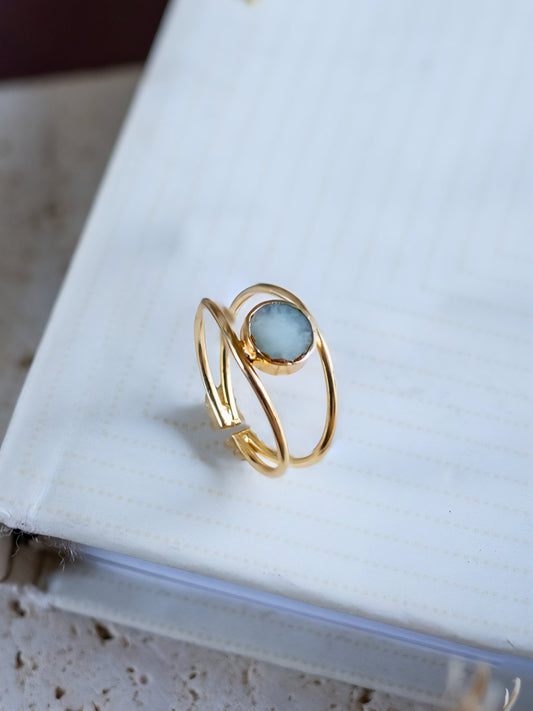 Green Amazonite Crystal Ring