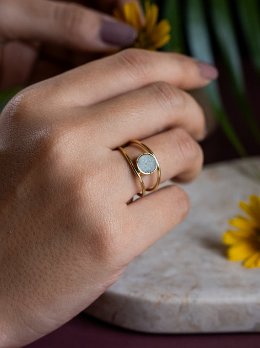 Green Amazonite Crystal Ring